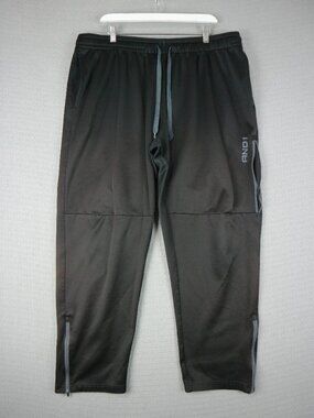 And1 2XL Basketball Polyester Baggy Y2K Sweat Pants Mens Black